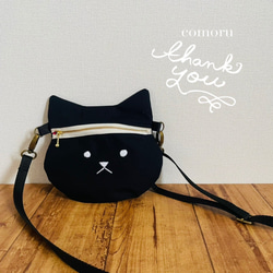 【猫型ポシェット　キッズショルダー　ポシェット　キッズポシェット　キッズバッグ　バッグ】黒猫　ハロウィン 1枚目の画像