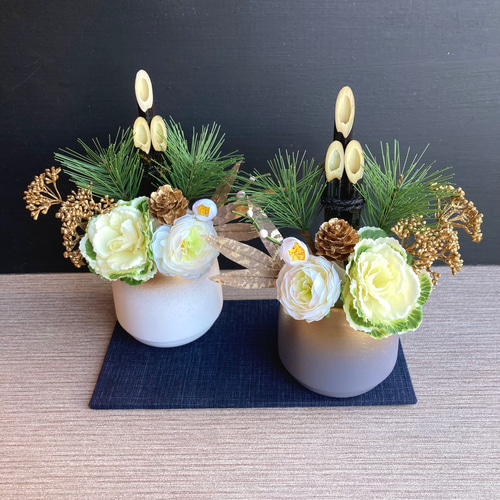 お正月飾り 門松 白 ホワイト ゴールド モダン門松 ハンドメイド 大 194 お正月飾り 門松 白 ホワイト ゴールド モダン門松 ハンドメイド 大