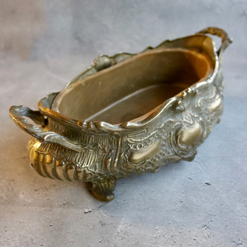 真鍮製 ロココ調 アンティーク ジャルニディエール プランターポット