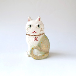 おしゃれネコさんの置物　　　ネコ　置物N-12　陶器 6枚目の画像