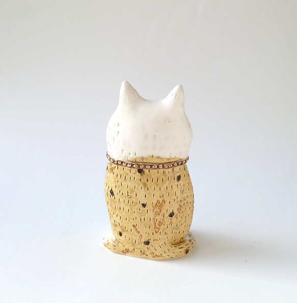 おしゃれネコさんの置物　　　ネコ　置物N-12　陶器 3枚目の画像