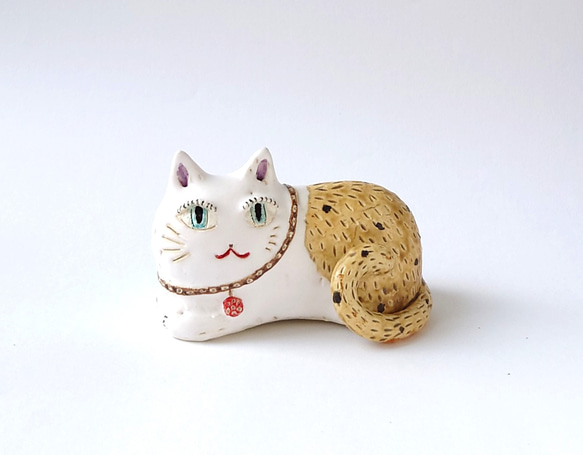 おしゃれネコさんの置物　　　ネコ　置物N-12　陶器 9枚目の画像