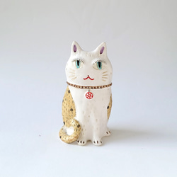 おしゃれネコさんの置物　　　ネコ　置物N-12　陶器 2枚目の画像