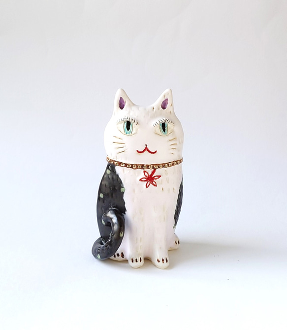 おしゃれネコさんの置物　　　ネコ　置物N-12　陶器 7枚目の画像