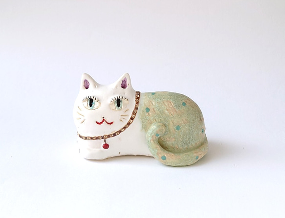 おしゃれネコさんの置物　　　ネコ　置物N-12　陶器 8枚目の画像