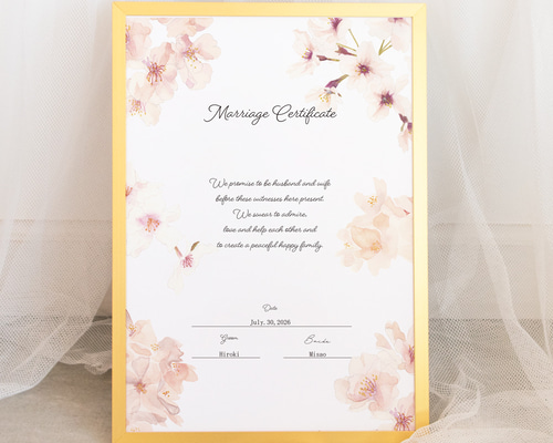 ぷ さま用♡ ウェディング 結婚証明書 ウェルカムスペース C-10 桜の結婚証明書 誓約書 オーダーメイド ウェディング ウェルカム