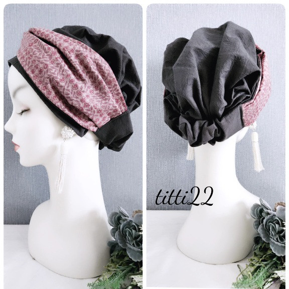 new【リバティ スリーピングローズベリーピンク】 帽子にもなるヘアターバン