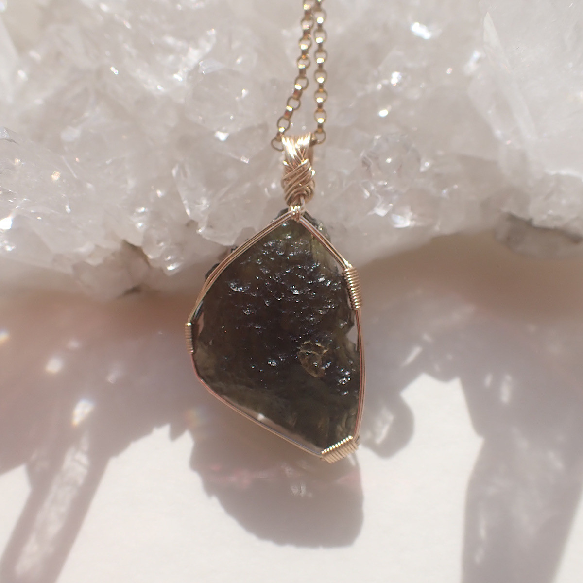 女神巻き®︎モルダバイトのペンダントトップ