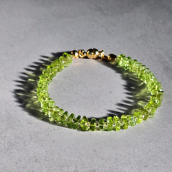 【+Sg】宝石質ペリドットのシンプルブレスレット ペリドットのヘイシビーズブレスレット＜BL-27＞ | atelier nar