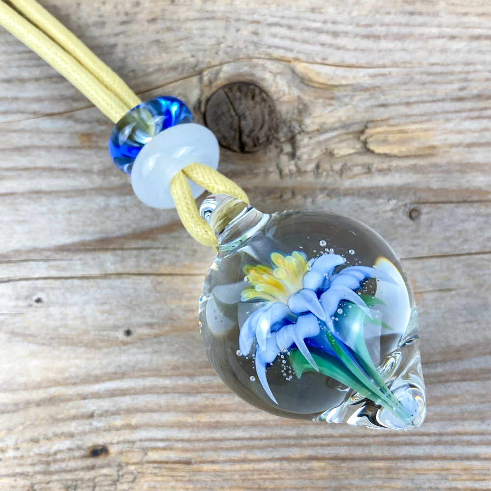 Underwater Flower Implosion Pendant ボロシリケイトガラス ペンダント WITF68