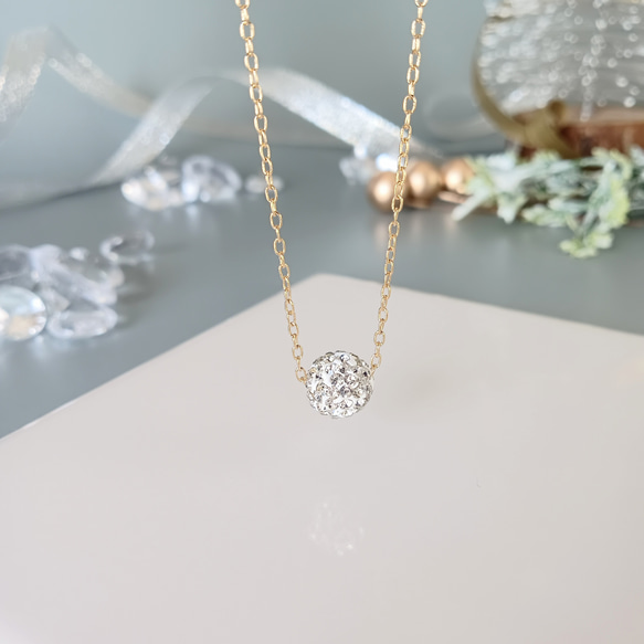 Creema限定新春福袋〈梅〉パヴェボールがキラリ✧⁠*⁠。ネックレス·痛くないイヤリングセット/金アレ対応/c020 14枚目の画像