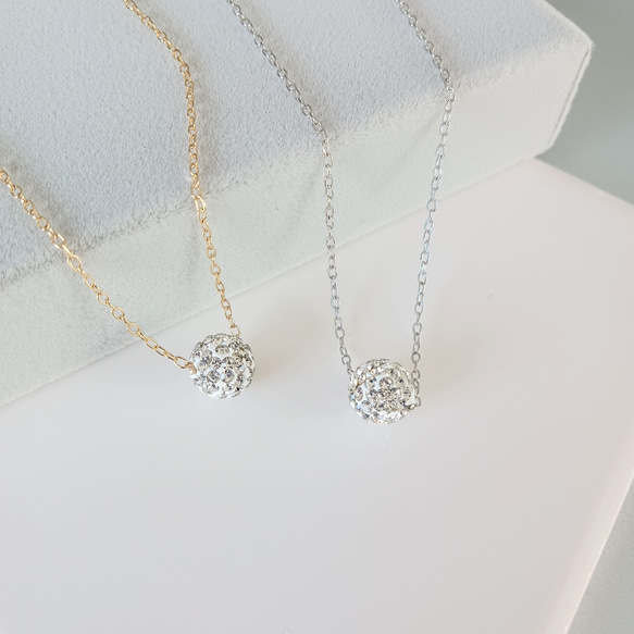 Creema限定新春福袋〈梅〉パヴェボールがキラリ✧⁠*⁠。ネックレス·痛くないイヤリングセット/金アレ対応/c020 6枚目の画像