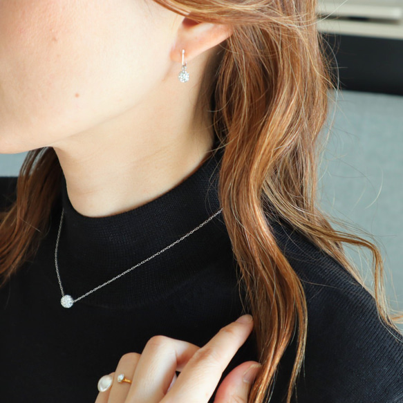 Creema限定新春福袋〈梅〉パヴェボールがキラリ✧⁠*⁠。ネックレス·痛くないイヤリングセット/金アレ対応/c020 2枚目の画像