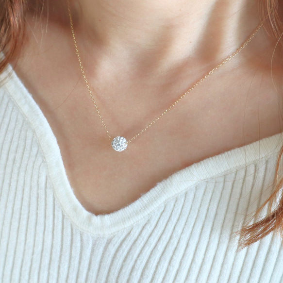 Creema限定新春福袋〈梅〉パヴェボールがキラリ✧⁠*⁠。ネックレス·痛くないイヤリングセット/金アレ対応/c020 12枚目の画像