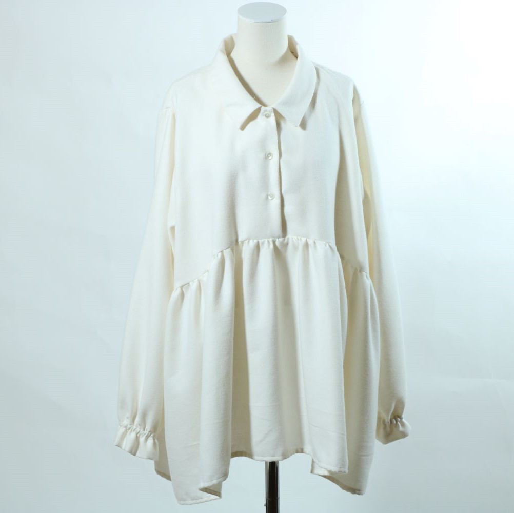 ふんわりあったか起毛ブラウス！！　コットンポリ　ミルク