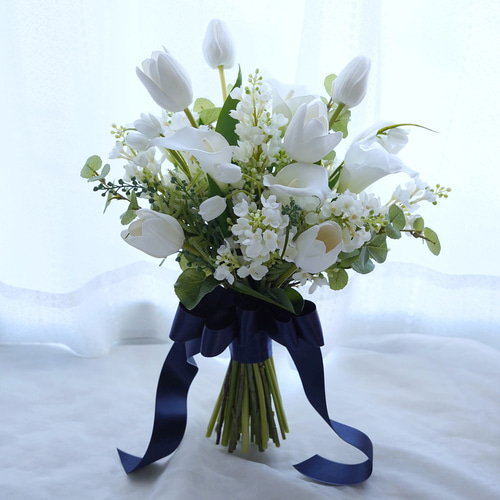 チューリップとカラーのブーケ ウェディングブーケ ブーケ nanohana