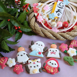 再販『Creema限定新作』『お正月ギフト2025』シマエナガのお正月アイシングクッキー缶※身体に優しいアイシング 3枚目の画像