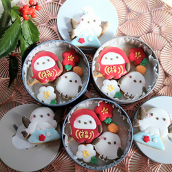 再販『Creema限定新作』『お正月ギフト2025』シマエナガのお正月アイシングクッキー缶※身体に優しいアイシング 4枚目の画像