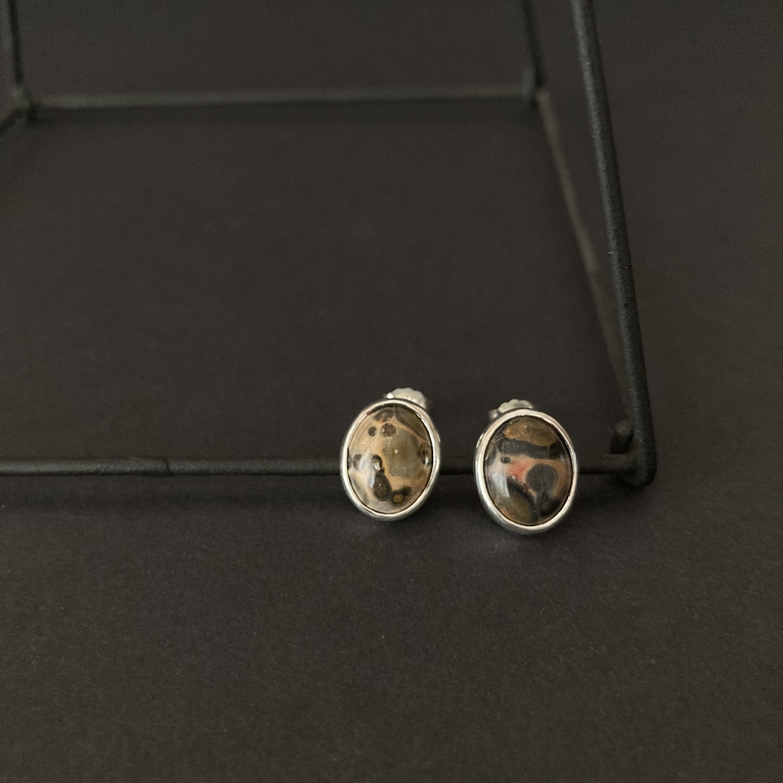 ピクチャージャスパーのシルバーピアス