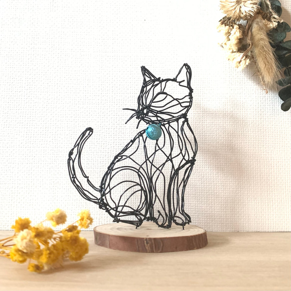 猫　ねこ　/ ワイヤーアート　ワイヤークラフト お知り合いの猫ちゃんです 猫を作る、 から 「この子に似せる
