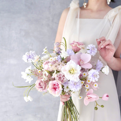 和装、洋装用ブーケ　⭐︎ブートニア付き 結婚式35*30cmブーケ/ブートニア セット 造花 ブライダル 花束