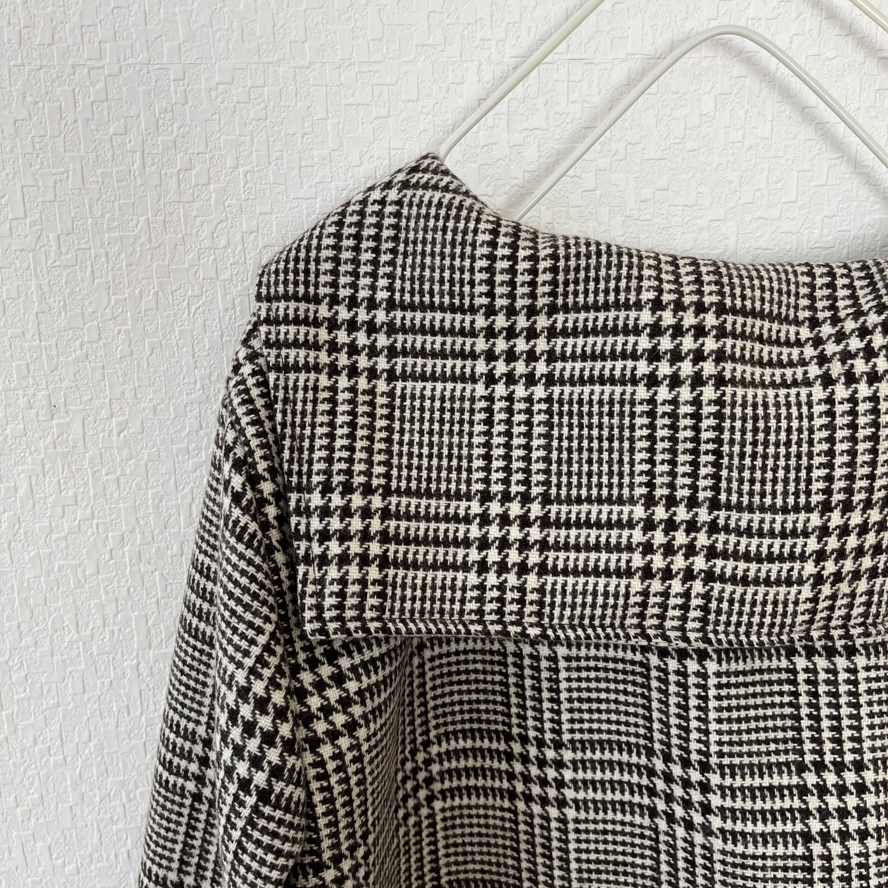 受注　暖か厚手ウールS〜LL茶色グレンチェク　セーラーブラウス