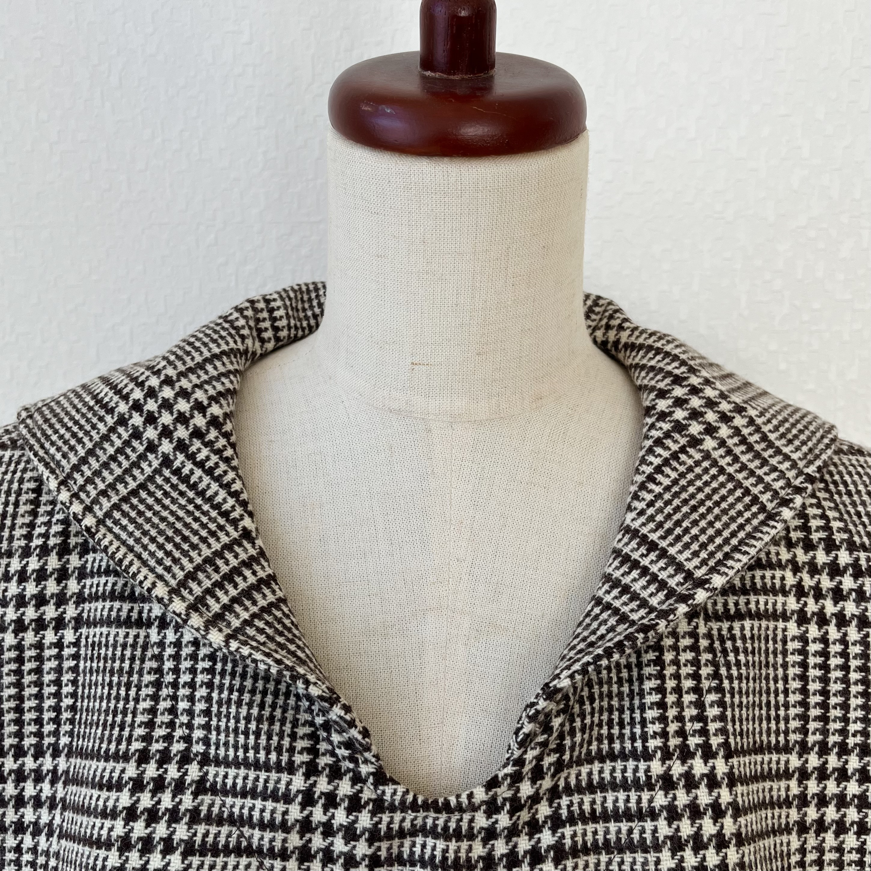 受注　暖か厚手ウールS〜LL茶色グレンチェク　セーラーブラウス