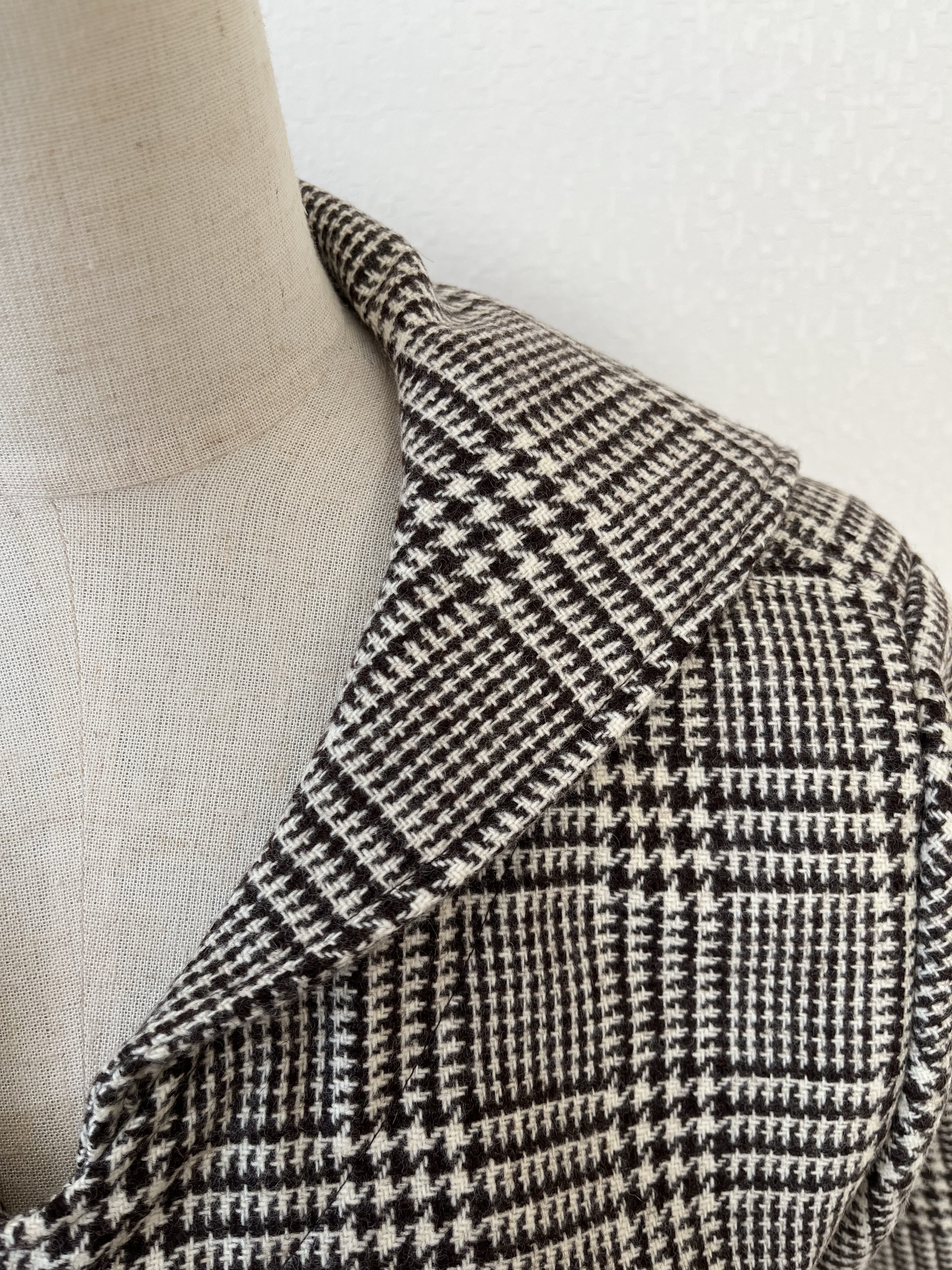 受注　暖か厚手ウールS〜LL茶色グレンチェク　セーラーブラウス