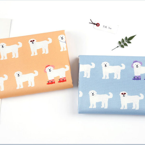 韓国製 動物柄 ダンディドッグ 犬柄 グレートピレニーズ 生地 コットン