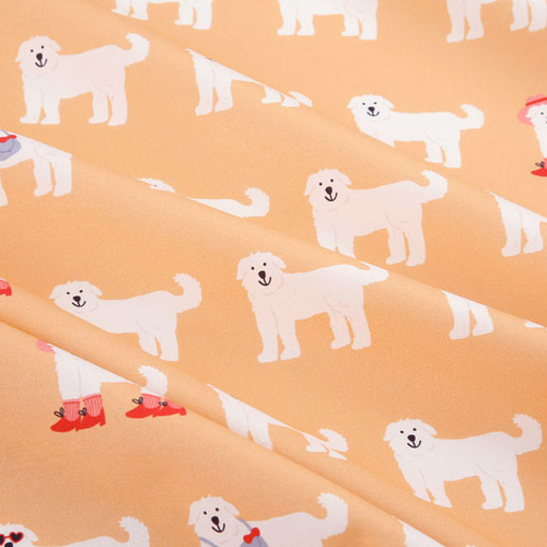 韓国製 動物柄 ダンディドッグ 犬柄 グレートピレニーズ 生地 コットン
