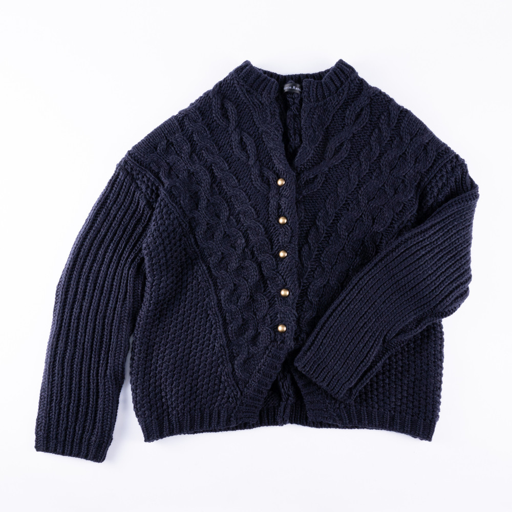 ショット ケーブルニットカーディガン 立体 ネイビー M ショット ケーブルニットカーディガン 立体 ネイビー M ショット