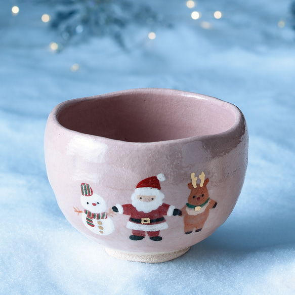 茶碗 サンタクロース 抹茶茶碗 ☆2024クリスマス☆ 新作 楽焼〚みんな