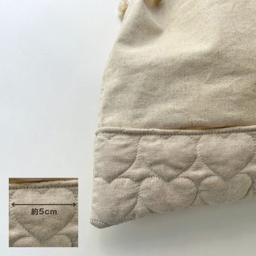 入園入学4点セット ハートキルティング　ライトベージュ　お着替え袋Ｌ 入園・入学》ハート×キルティング お着替え袋 体操服袋・お