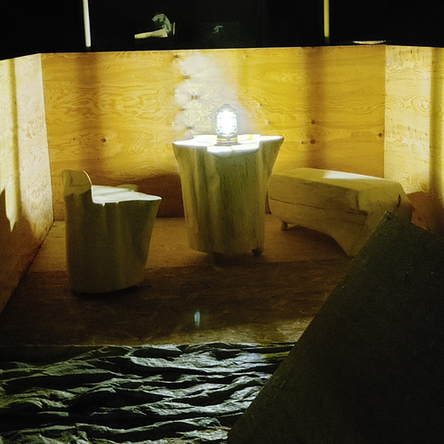 四国霊峰石鎚山産②天然無垢 ひのき 切り株テーブル &椅子&ベンチ3点