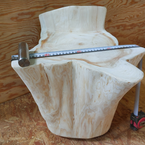 四国霊峰石鎚山産②天然無垢 ひのき 切り株テーブル &椅子&ベンチ3点