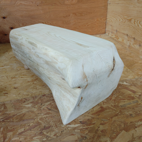 四国霊峰石鎚山産②天然無垢 ひのき 切り株テーブル &椅子&ベンチ3点