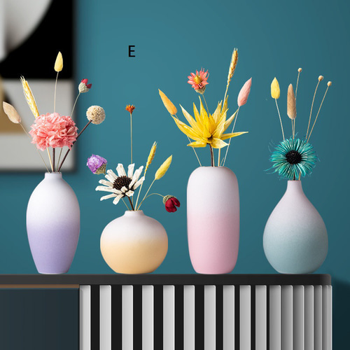 マカロンカラーの手作り陶器小花瓶 ドライフラワー 花瓶セット