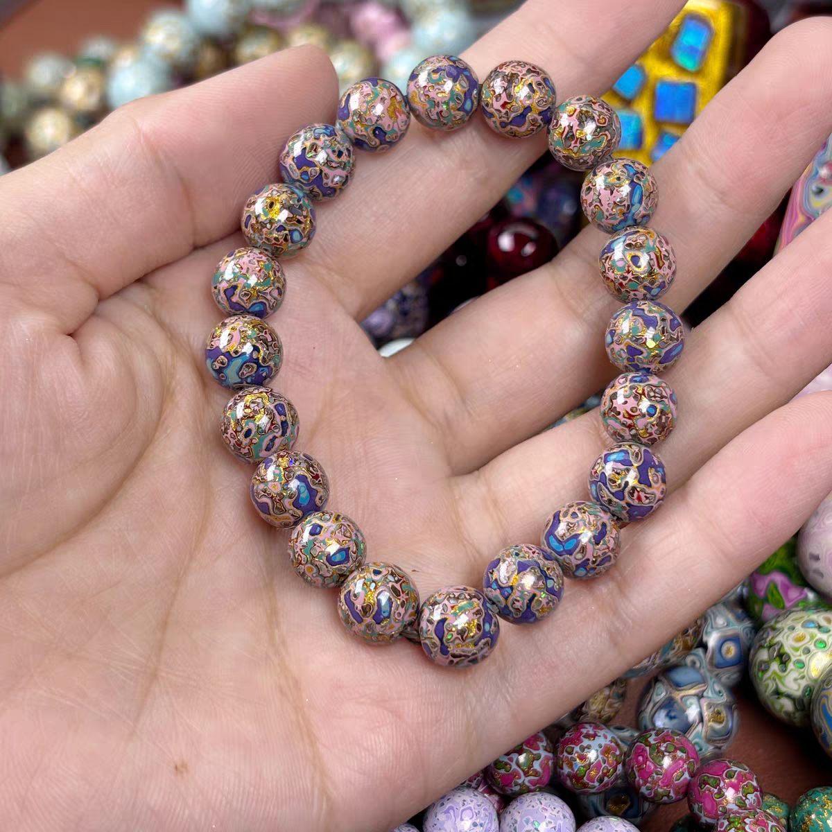 ハンドメイド ブレスレット バングル 漆器 漆塗り リストバンド 古代の技術 紫檀 螺鈿 オパール 誕生日 周年記念日