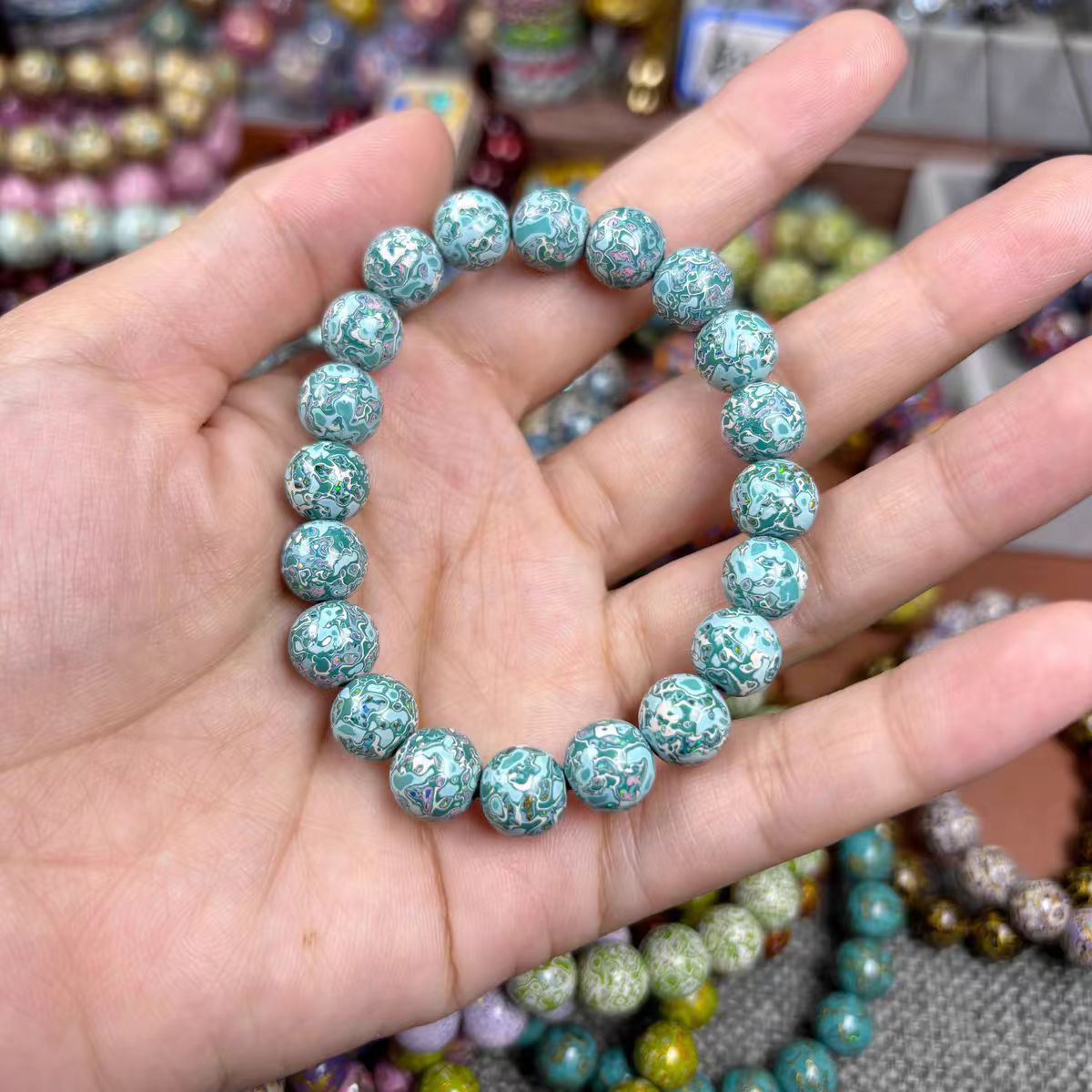 ハンドメイド ブレスレット バングル 漆器 漆塗り リストバンド 古代の技術 紫檀 螺鈿 オパール 誕生日 周年記念日