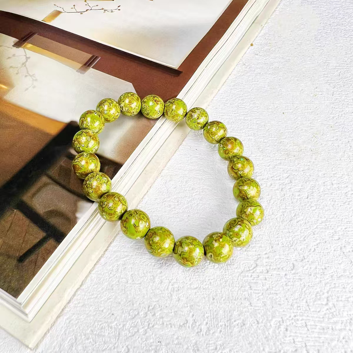 ハンドメイド ブレスレット バングル 漆器 漆塗り リストバンド 古代の技術 紫檀 螺鈿 オパール 誕生日 周年記念日