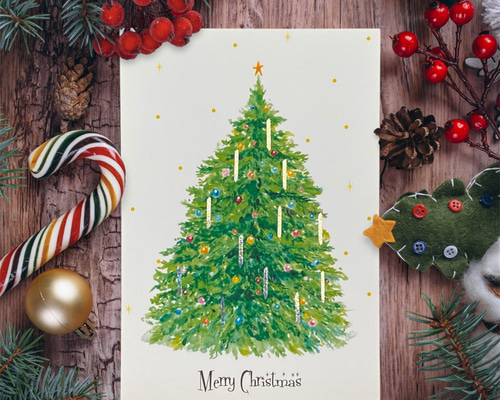 クリスマスツリー】 ポストカード B5 A4 はがき Christmas クリスマス