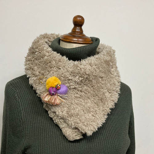 美品✨ブリジットシン ブロックプリント マフラー キルティング 美品✨ブリジットシン ブロックプリント マフラー キルティング