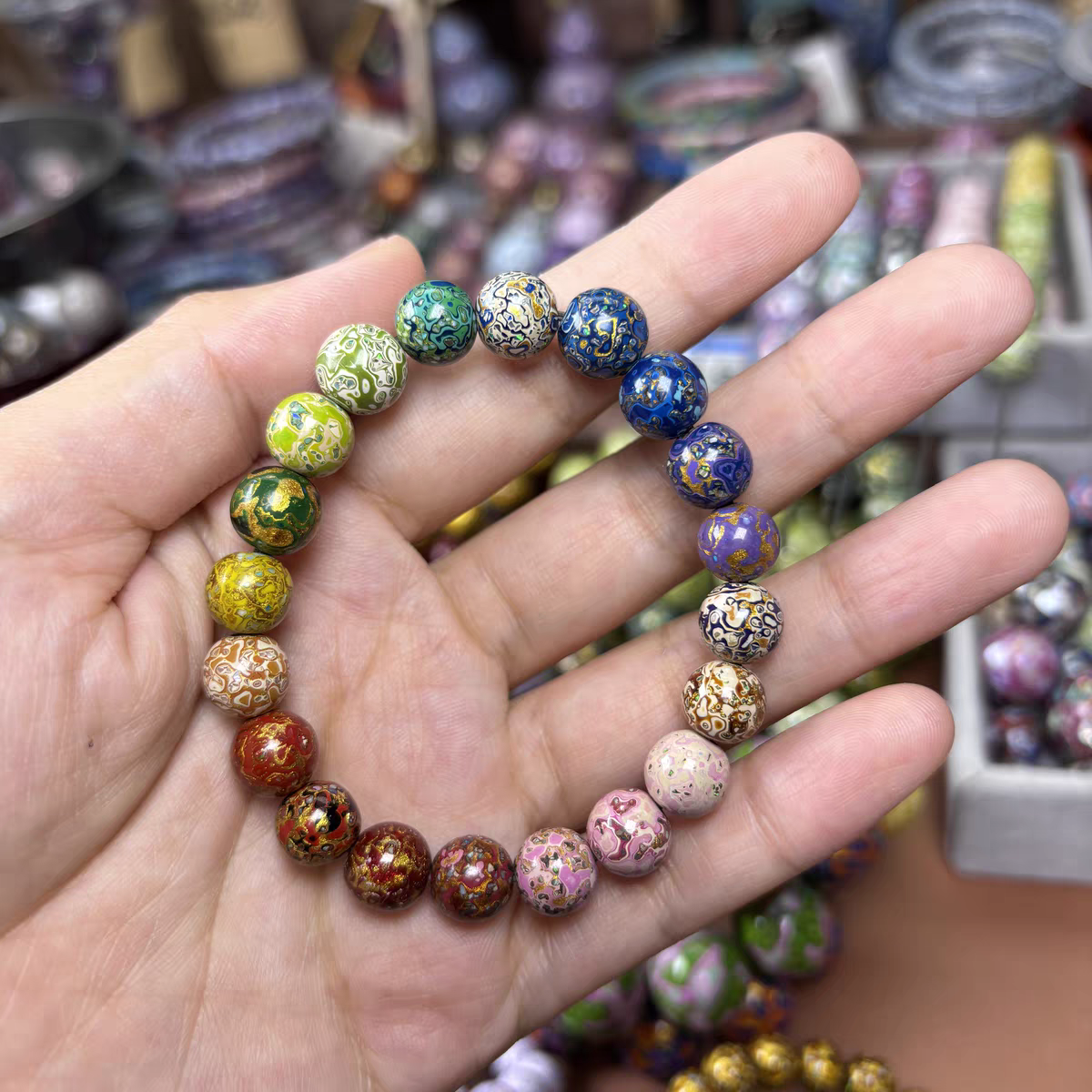 ハンドメイド ブレスレット バングル 漆器 漆塗り リストバンド 古代の技術 紫檀 螺鈿 オパール 誕生日 周年記念日