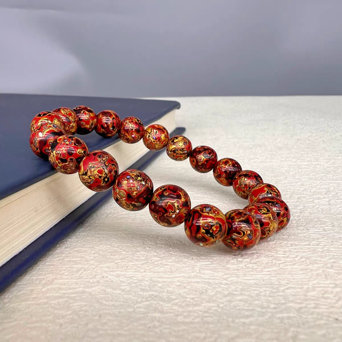 ハンドメイド ブレスレット バングル 漆器 漆塗り リストバンド 古代の技術 紫檀 螺鈿 オパール 誕生日 周年記念日