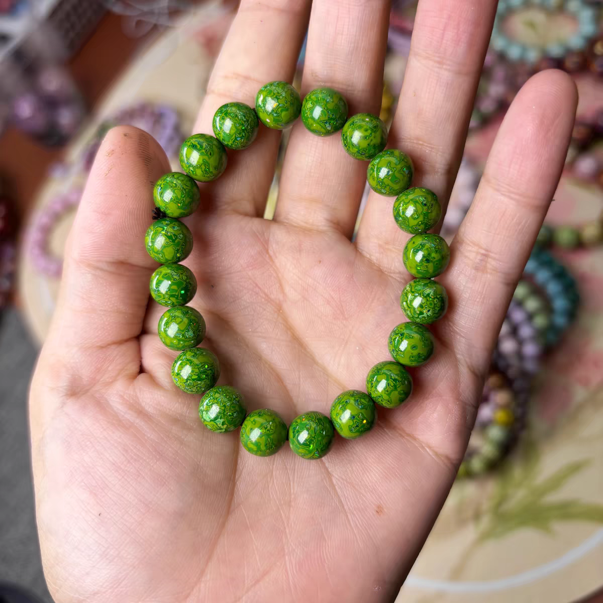 ハンドメイド ブレスレット バングル 漆器 漆塗り リストバンド 古代の技術 紫檀 螺鈿 オパール 誕生日 周年記念日