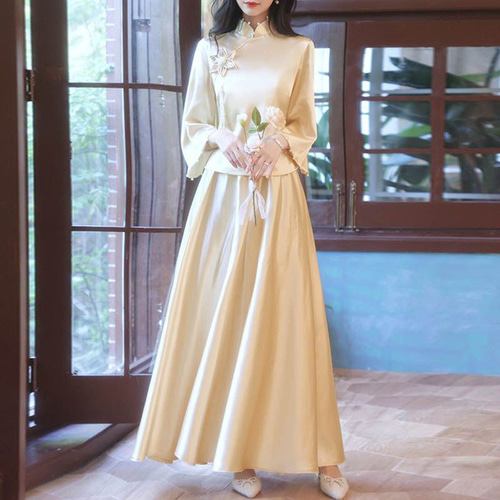 チャイナドレス ロングドレス チャイナ風ワンピース パーティードレス