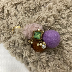 ミニマフラー グドゥリ+インド刺繍リボンｘボア 　飾りピン付き 6枚目の画像