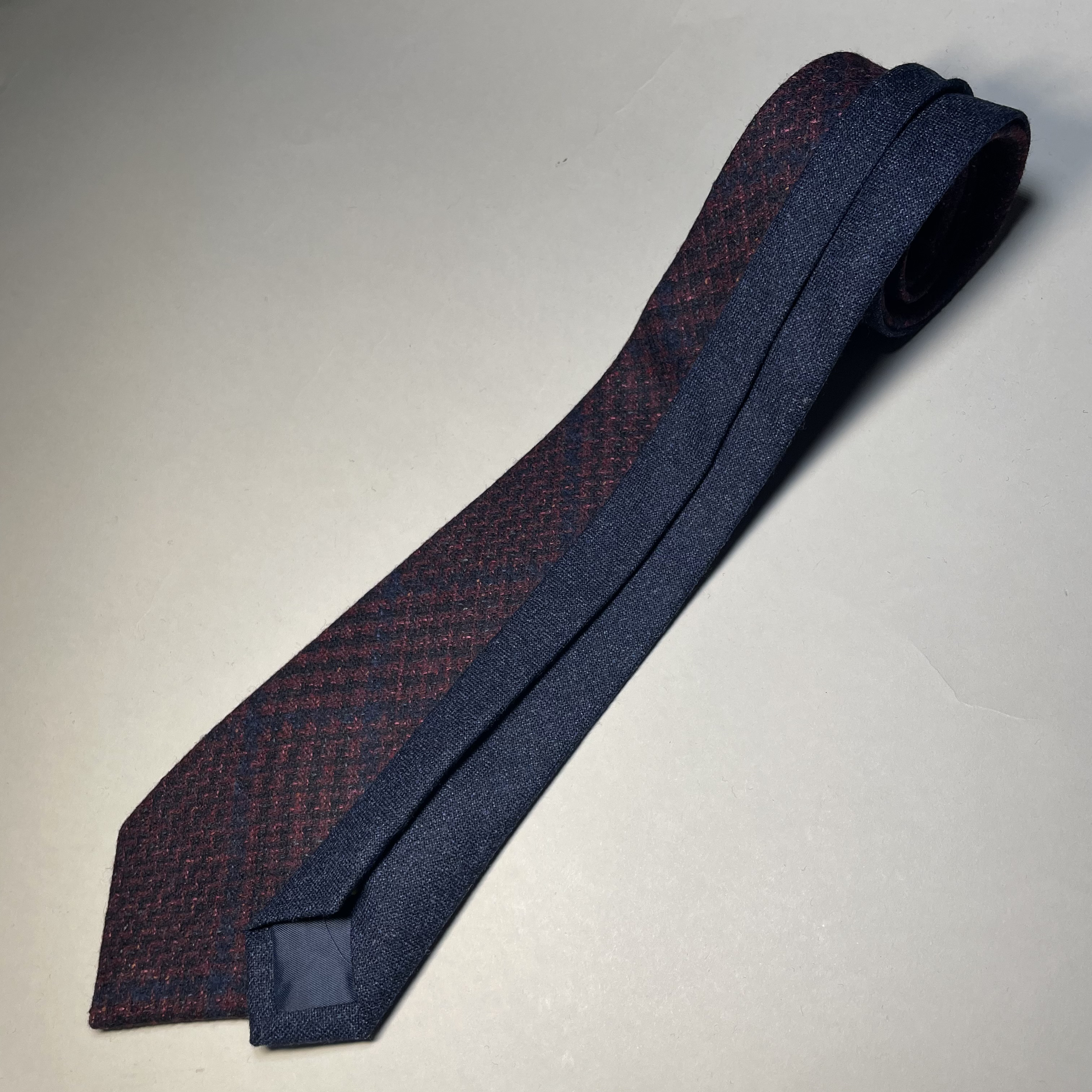 【受注製作】ワインレッド　チェック　ネクタイ　プレゼント　ギフト【別途】名入れ　メッセージ　イニシャル　刺繍