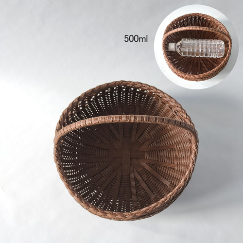 毛糸も似合う♪コロンとワンハンドルバスケット（ブラウン） フリー