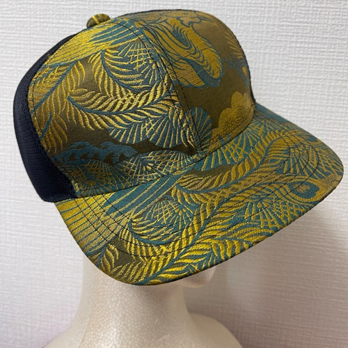 着物リメイク キャップ 帯地リメイク 鳳凰柄メッシュCap